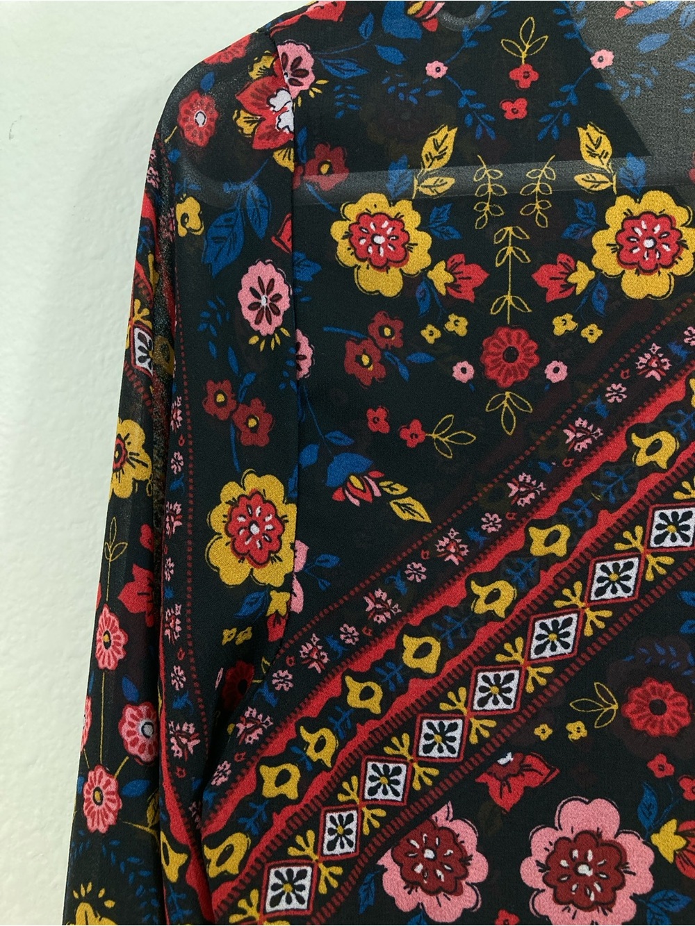 Xhilaration Multicolor Floral Boho Tunic with Tassel Ties Size S - Picture 8 of 11